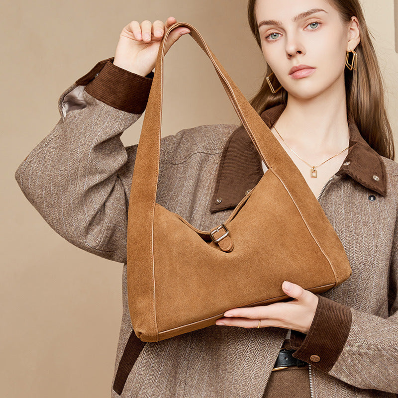 Suede-textured Lightweight Single-shoulder Bag