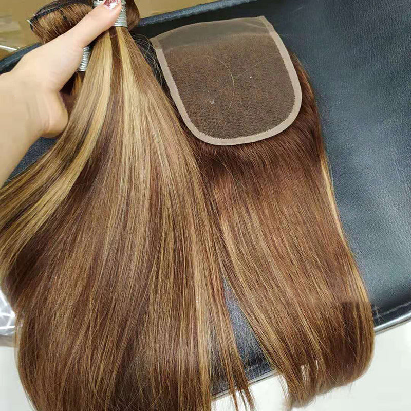 Straight Brazilian human hair bundles with closure