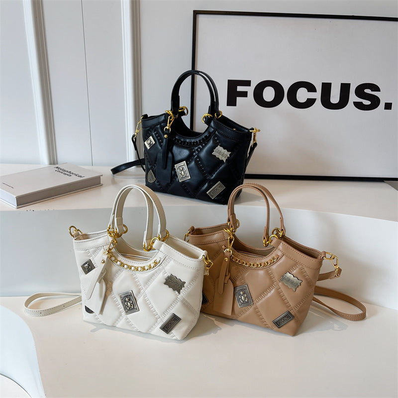 Pattern Badge Shoulder Crossbody Bag