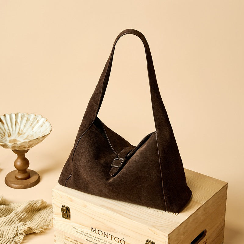 Suede-textured Lightweight Single-shoulder Bag