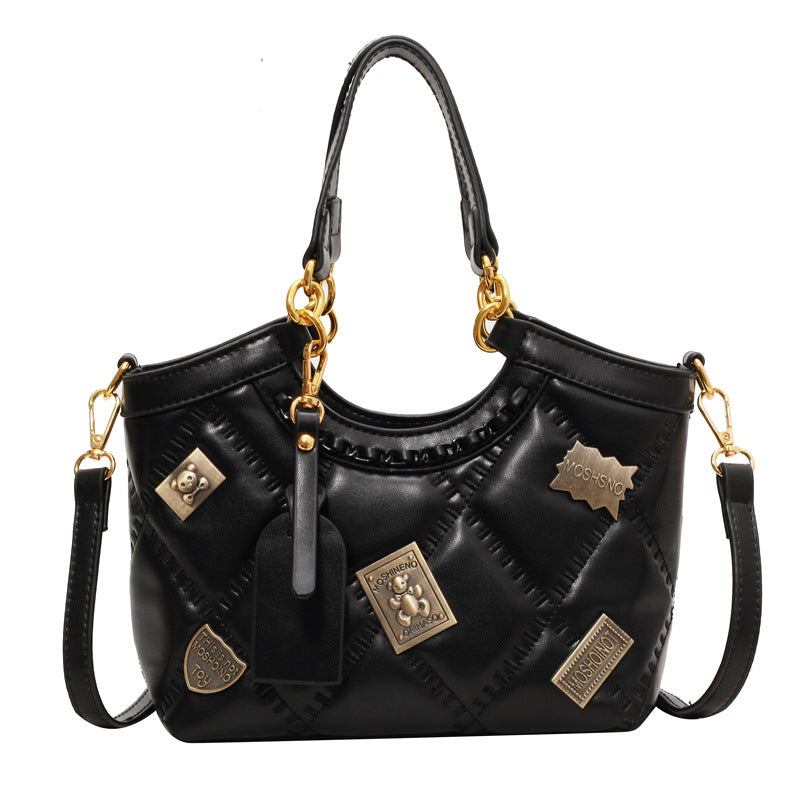 Pattern Badge Shoulder Crossbody Bag
