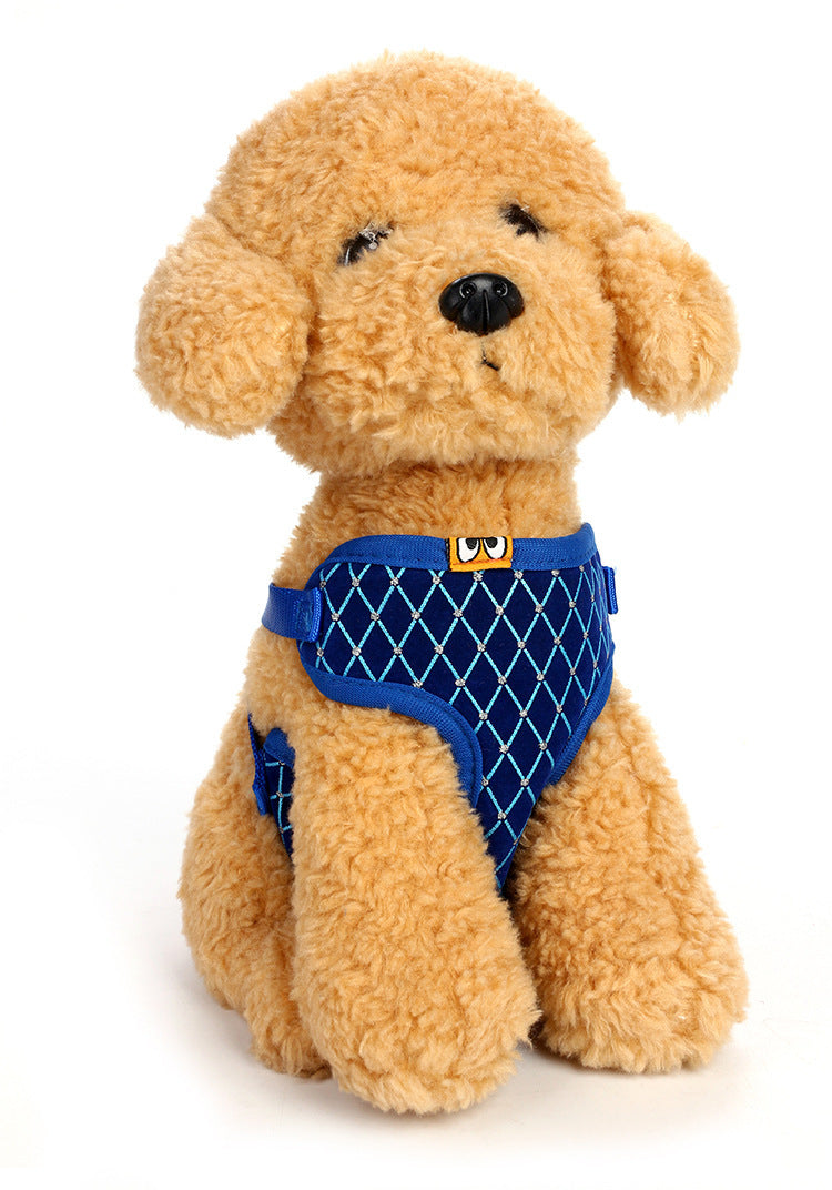 Durable Breathable Dog Harness Set with Elegant Diamond Touch