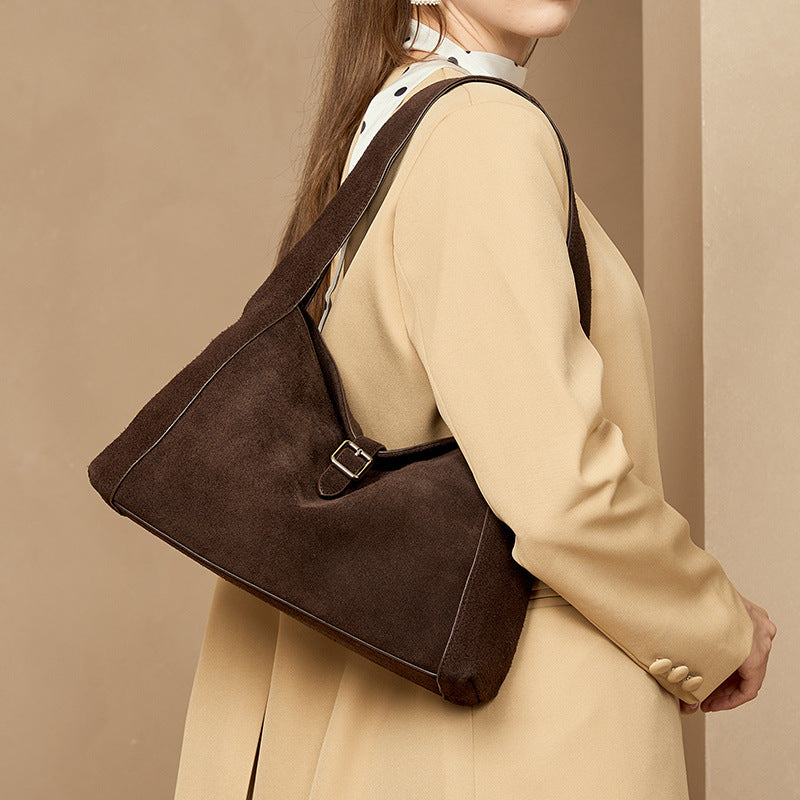 Suede-textured Lightweight Single-shoulder Bag