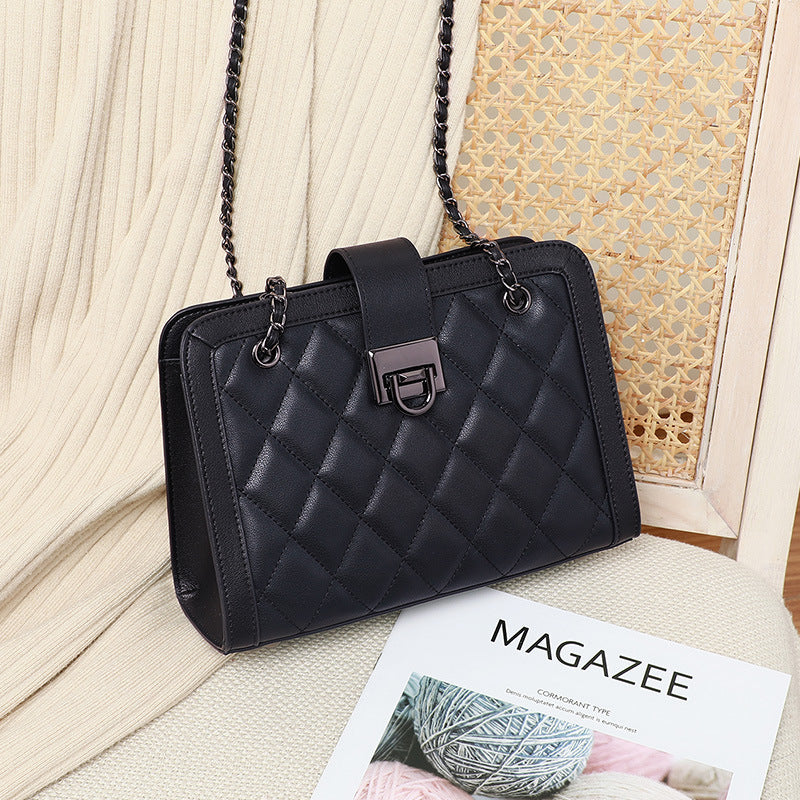 Crossbody Genuine Leather Chain Small Square Bag