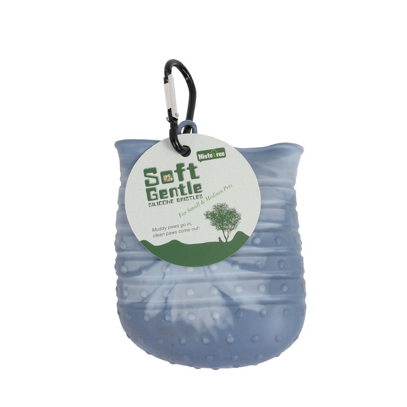 Keep Paws Clean anywhere with this easy 2 In 1 Washer Paw Cup and Soft brush for grooming