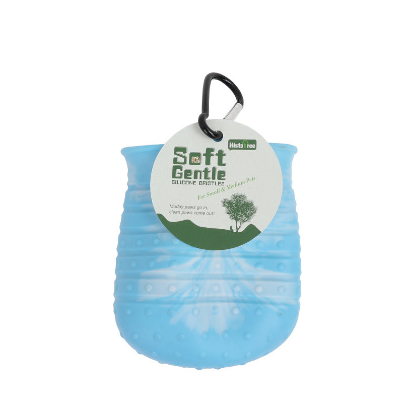 Keep Paws Clean anywhere with this easy 2 In 1 Washer Paw Cup and Soft brush for grooming