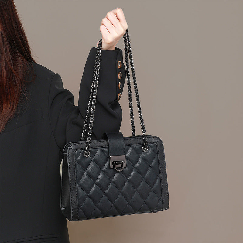 Crossbody Genuine Leather Chain Small Square Bag