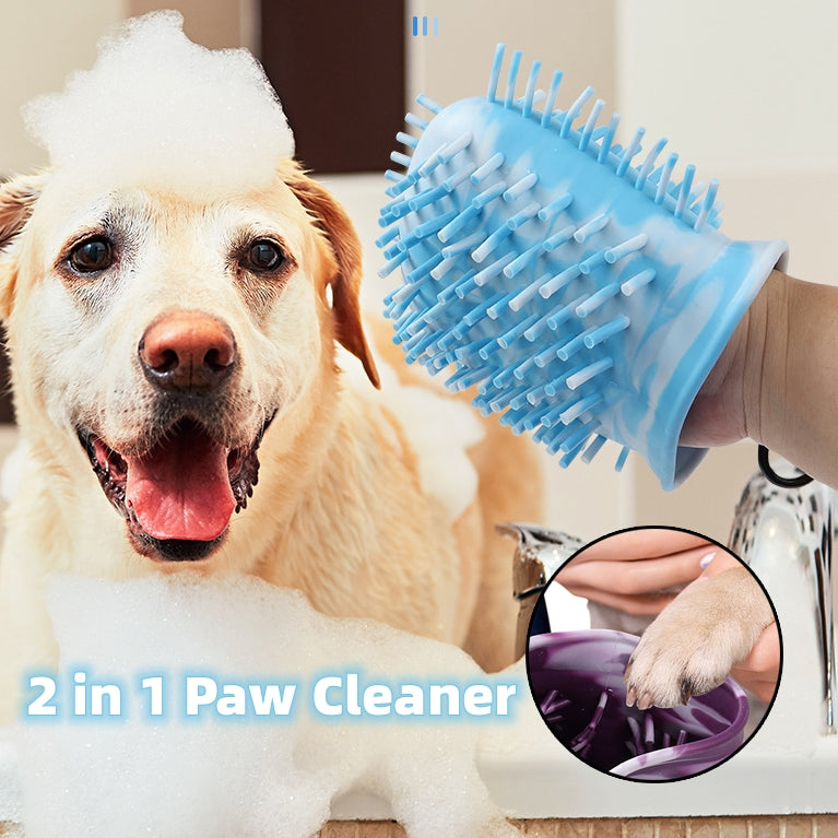 Keep Paws Clean anywhere with this easy 2 In 1 Washer Paw Cup and Soft brush for grooming