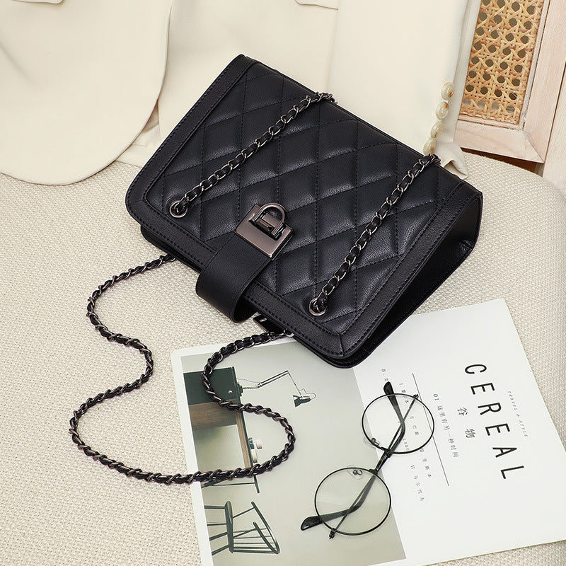 Crossbody Genuine Leather Chain Small Square Bag