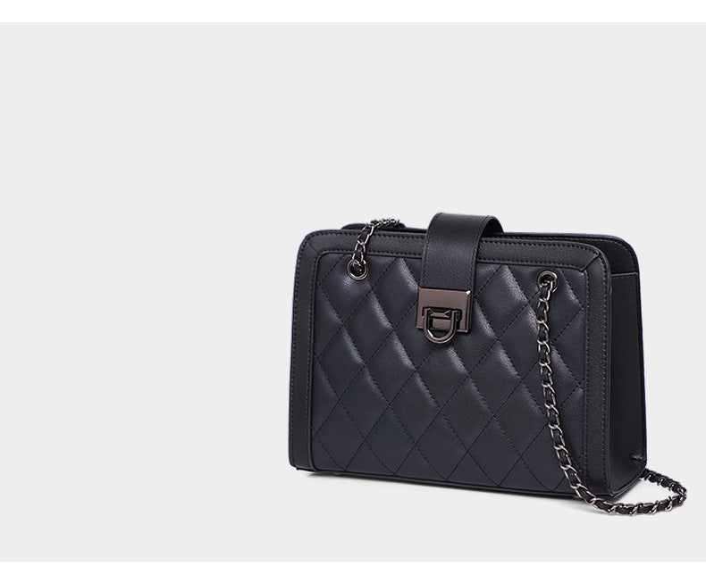 Crossbody Genuine Leather Chain Small Square Bag
