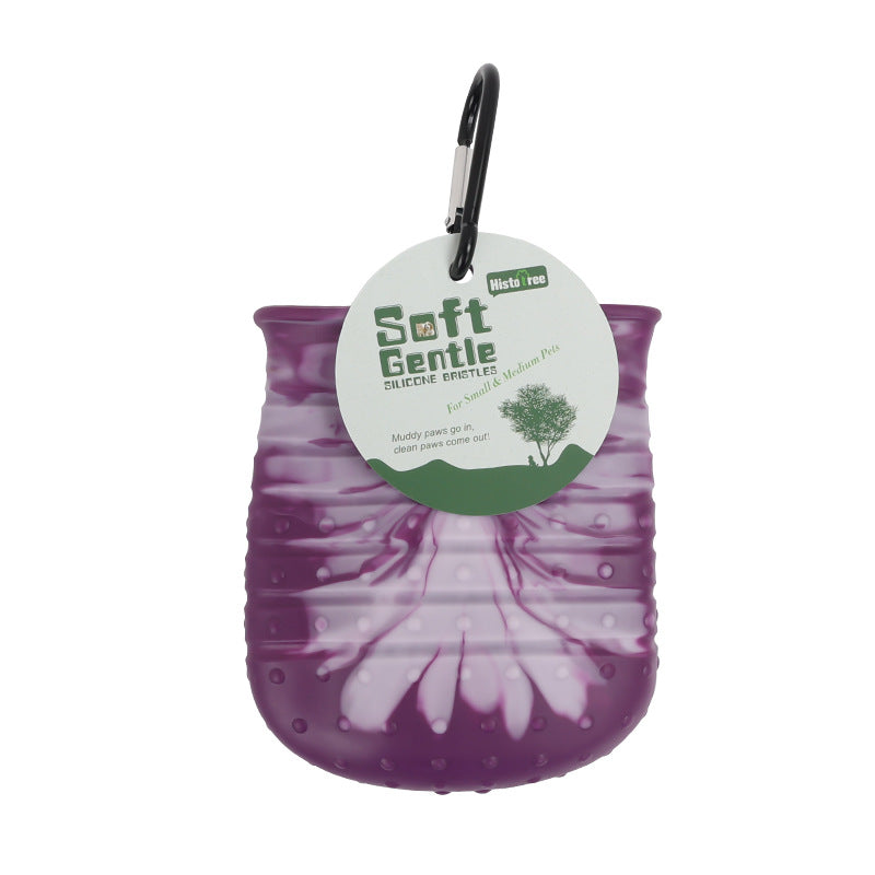 Keep Paws Clean anywhere with this easy 2 In 1 Washer Paw Cup and Soft brush for grooming