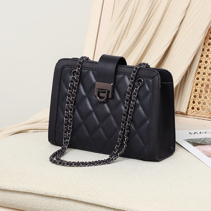 Crossbody Genuine Leather Chain Small Square Bag