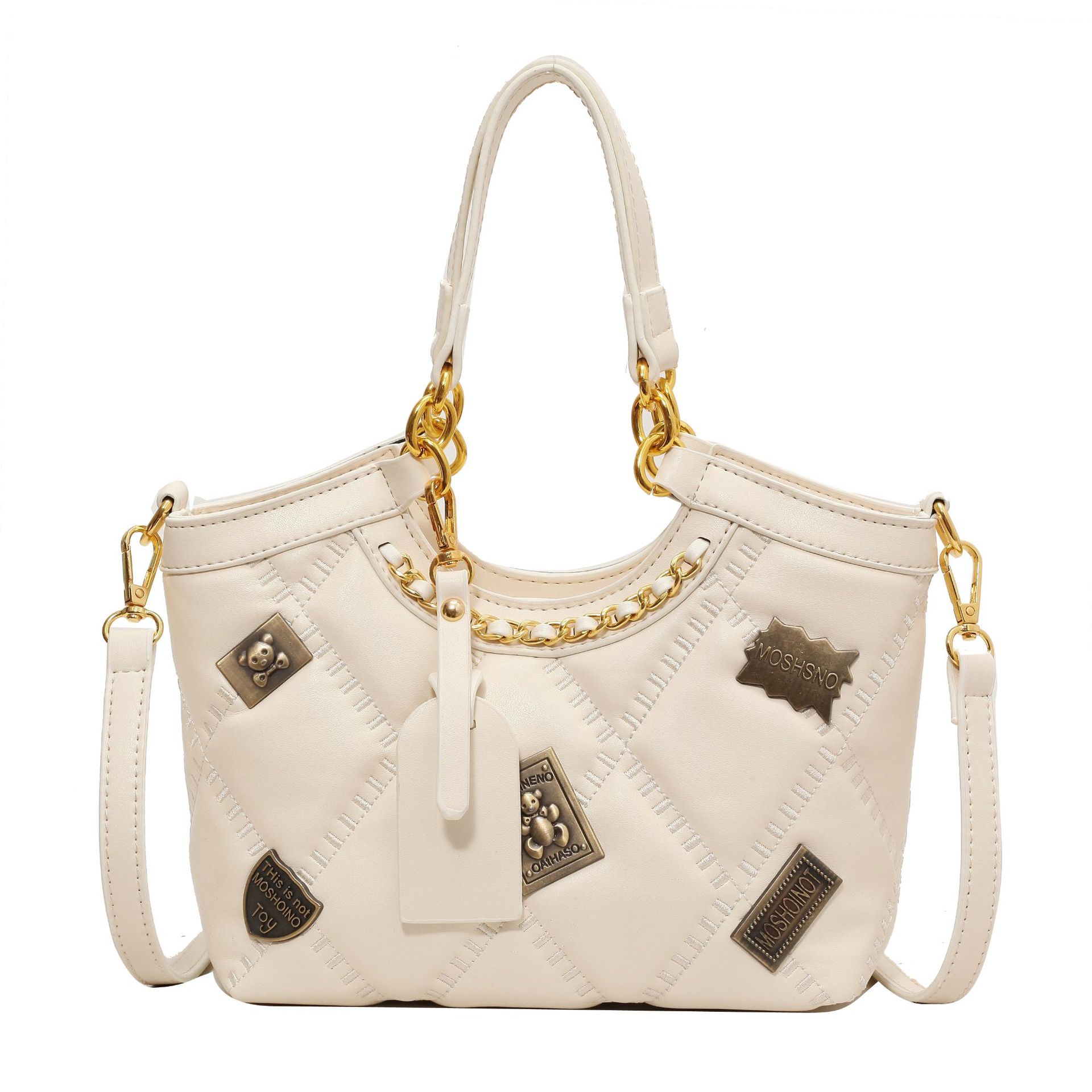 Pattern Badge Shoulder Crossbody Bag